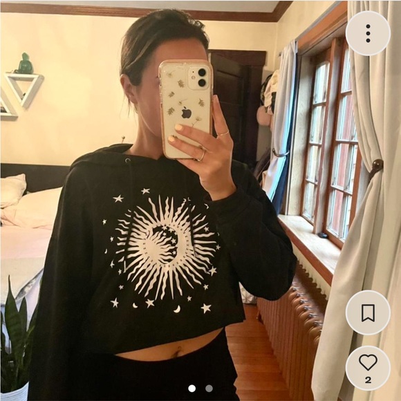 Black Sun/Moon Cropped Sweatshirt - M - Picture 1 of 2